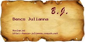 Bencs Julianna névjegykártya